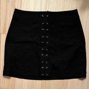 Express Black Lace-Up Mini Skirt